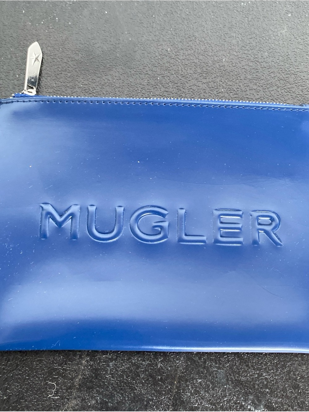 Mugler Navy Blue Zip Pouch with Star Detail